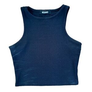 Missguided Size 2 Black Polyester Sleeveless Cropped Tank Top